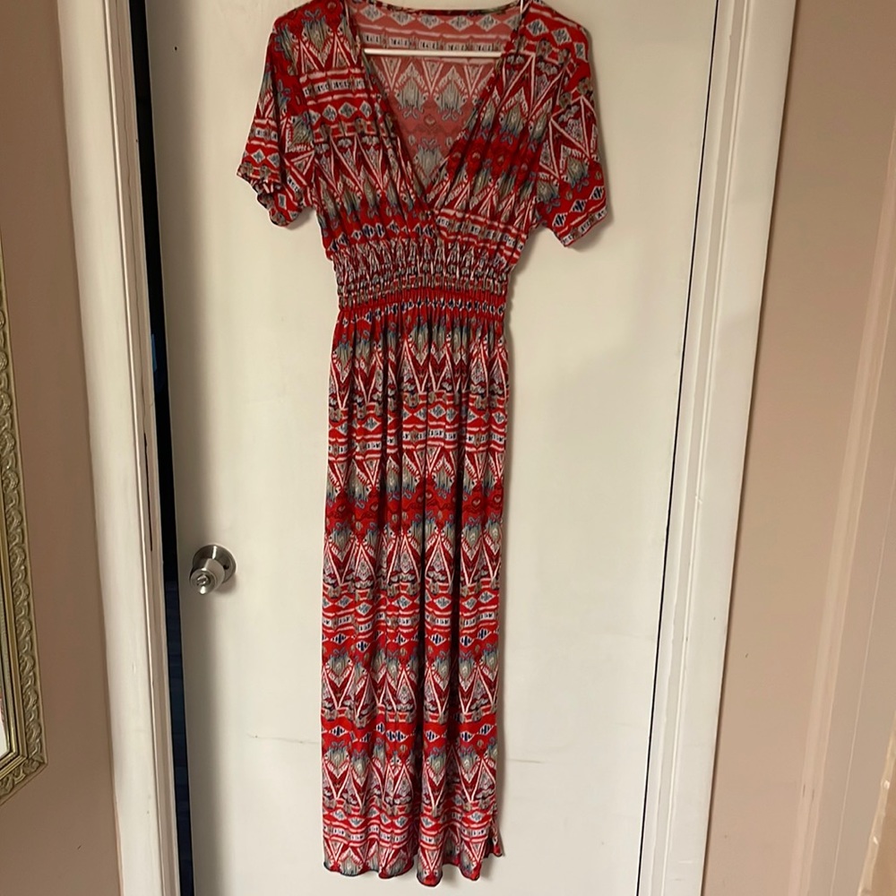 West loop long red summer dress. Size large